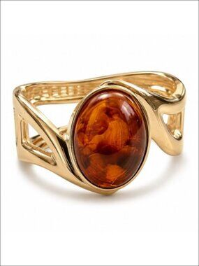 Chunky Gold Tone Bangle Bracelet Wide Cuff Statement Jewelry for Women